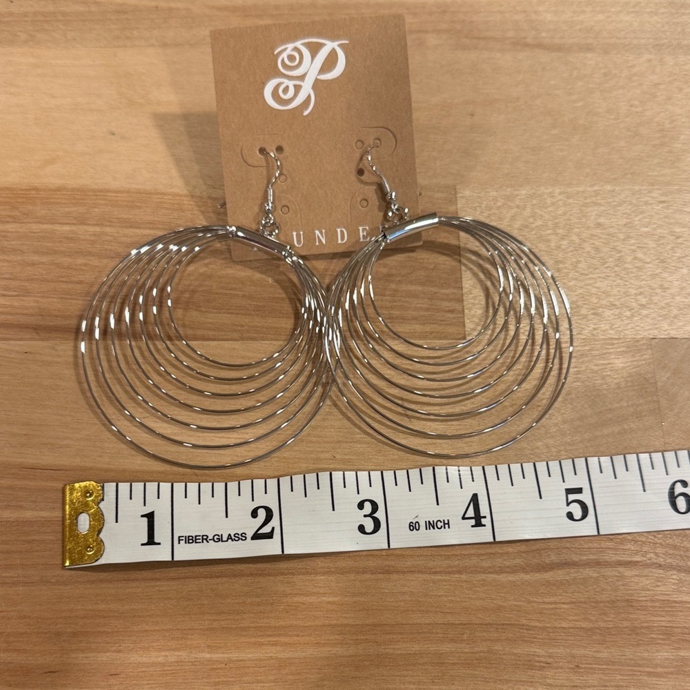 Plunder Multi-Hoop Silver Earrings - Picture 2 of 2